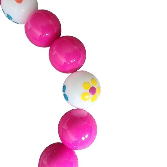 100% Genuine Lucite 18" Chunky Bobble Statement Necklace Barbie Fuchsia Pink - Picture 8 of 9